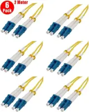 6 Pack 2 Meter 2M LC UPC to LC UPC Single Mode 9/125 Fiber Optic Patch Cable