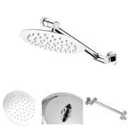 ACA 8" Rain Ultra-Thin Round Shower Head With Adjustable Wall Arm Set Silver Chrome WELS