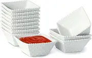 UIBFCWN 2.3 oz Ceramic Dip Bowls Set, White Dipping Sauce Bowls/Dishes for Tomato Sauce, 2.7 Inches Soy Sauce Dish, Square Side Dishes, Mini Appetizer Plates for Condiment Sushi