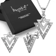 Boxed Trilateral Set Embellished with SWAROVSKI® CrystalsIn White Gold