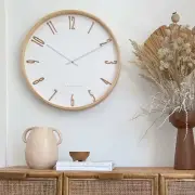 NEW One Six Eight London Mason Wooden Wall Clock, White, 41cm