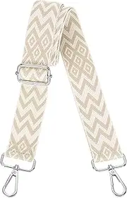 [uxcell] Purse Straps Replacement Crossbody, 1.5 Inch Wide Shoulder Bag Strap Adjustable Canvas Straps for Handbag Wallet Clutch Bags with Silver Buckle, Light Brown Geometrical