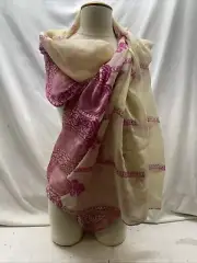 NWT Nordstrom BP. Brass Plum 100% Polyester Wrap Scarf for Women Magenta & Ivory
