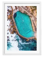 [Profile Australia] Australian Made Bronte Ocean Pool 1 Art Print A3 in White Frame