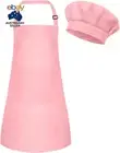 Kids Apron and Chef Hat Set Adjustable Chef Art Apron with 2 Pockets Toddler Che