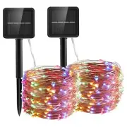 Solar String Lights Outdoor Waterproof, 2 Packs 33Ft 100 Led Copper Wire 8 Mo...