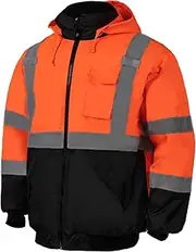 [FONIRRA] Safety Jackets for Men Reflective ANSI Class 3 High Visibility Winter Bomber Jacket Waterproof Fleece with Black Bottom