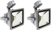 Mellisso 2X Warm White LED Spotlight Floodlight Spotlight Floodlight with LED Lighting and PIR Motion Sensor (10 Watts)
