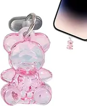 Phone Dust Plug Charm, Acrylic Bear Cute Cell Phone Dust Plug, Portable Charge Port, Phone Pendant, Small Mobile Phone Charm for Tablets Smart Phones