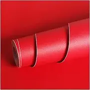 Livelynine 24 X 394 Wide Red Peel and Stick Wallpaper Removable Kitchen Cabinet Contact Paper Waterproof Renter Friendly Counter Top Covers Matte Red Vinyl Wrap for Cabinets Bathroom Living Room Wall