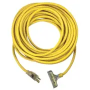 US Wire+Cable Triple Tap Extension Cord w/ Lighted Plug 25' Triple Tap Yellow
