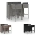 Garden Bar Set 3 Piece with Cushions Poly Rattan Table Multi Colours vidaXL