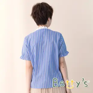 betty’s貝蒂思 花蕾絲領直紋上衣 (藍色)