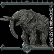 Clockwork Mastodon - Wargaming Miniatures Monster Mastadon Rocket Pig Games D&D,