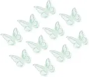 uxcell 10Pcs Butterfly Appliques Embellishments, 2.4 inches Double Layer Lace Organza Butterfly Patches Sew On Appliques for Wedding Bride Dress Clothes Hat Curtain, Green