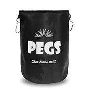 Aieino Large Peg Bag with 24pcs Pegs, 2pcs Hanging Snap Hook - Drawstring Hangers Storage Bag Waterproof Clothes Pegs Pouch for Hanger Clips Washing Line Weather Resistant Durable, Black, Bag