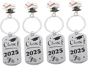 4pcs Graduation Cap Key Rings Titanium Steel Keychains for Graduates Unique Commemorative Students for Bags and Congrats Charm