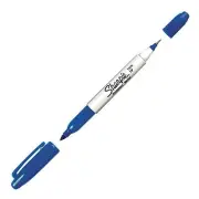 32203 Sharpie Twin-Tip Permanent Marker, Fine/Ultra Fine Point, Blue, Box of 12