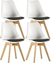 SJIALEN Kitchen Dining Chair Set of 4,for Living Room Balcony Backrest Chair Office Leisure Reception Negotiation Plastic Chair Chairs(Color:White Black)