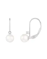 Splendid Pearls 14k 0.02 ct. tw. Diamond 5-6mm Pearl Earrings