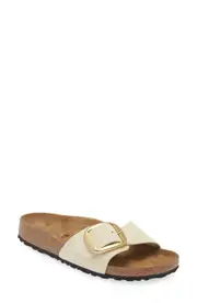 Birkenstock Madrid Big Buckle Slide Sandal in Ecru at Nordstrom, Size 10-10.5Us