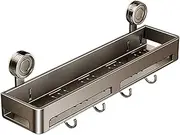 Suction Cup Shower Shelf | Wall Shower Shelf Suction Cup - Towel Holder Rack with Hooks, Storage Organizer Wall Mount Bathroom Accessories for Apartment Home Decor