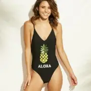 Sequin Pineapple Scoop Back One Piece Swimsuit - Xhilaration™ Black S