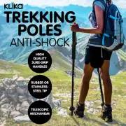 ANTI-SHOCK WALKING TREKKING POLES HIKING STICKS BLACK ADJUSTABLE ALUMINIUM,i