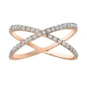 Gili Jewels X Ring Rose- Large 14k 0.46 CTW Natural Diamond Band 6.5
