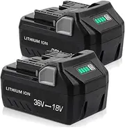 Multi-Voltage Lithium Ion Battery - Compatible with Hikoki Hitachi Metabo HPT 18V 36V Cordless Power Tools BSL36A18 BSL36B18 Akku.(2pcs-6000mah)