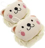 Healeved 2pcs Bath Bath Body Scrubber Exfoliator Shower Sponge Soft Exfoliating Bath Sponge Bath Toy Sponge Bath Wiping Cute Loofah Body Brush Exfoliating Sponge Polyester Beige