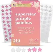 [LivaClean] Star Blemish Patches (240CT) - Salicylic Acid & Tea Tree Oil, Clear & Pink Pimple Patch Cute, Acne Star, Cute Pimple Skincare, Patches for Face, Blemish Patch