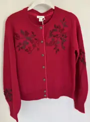 NWT Sundance Catalog Red Embroidered “Betty Cardigan” Size S $148