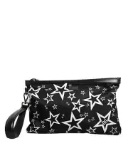 Dolce & Gabbana Black White Stars Pattern Clutch Pouch Women's Bag Authentic