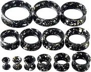 [Qmcandy] 26pcs 8G-1" Thin Thick Silicone Hollow Flexible Soft Ear Tunnels Kit Stretching Set