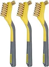 Amazon Basics Brass Mini Brushes, Soft Grip, 3-Pack, 1.27 CM, Yellow/Grey