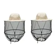 4X(Beige Outdoor -Mosquito Fishing Net Hat, Suitable for Fishing, Camping4319