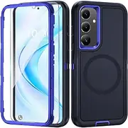 Mobile Phone Case for Samsung Galaxy A16 5G Case with Screen Protector, 360° Shockproof Robust Armour Case for Samsung A16 5G Case Cover Protective Case with Magnetic (Blue, for Samsung Galaxy A16)