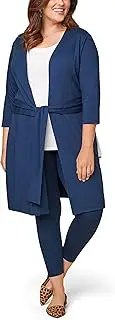 [Seek No Further] Women's Plus Size Ponte Open Front Long Cardigan