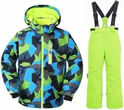[HOTIAN] Children's Ski Suit, Boys' Children's Snowsuit, Children's Winter Overall, Waterproof Ski Suit, Boys, Outdoor Warm Skiing Clothing, Ski Jacket and Ski Trousers