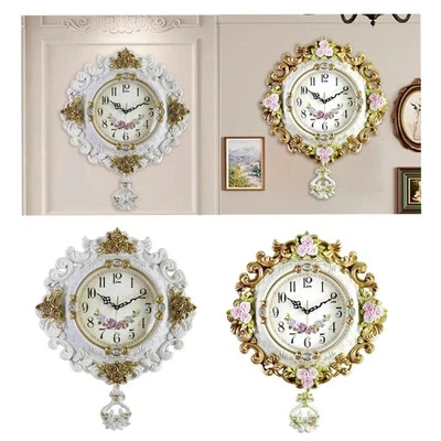 Wall Clock European Style Creative Silent Retro for Kitchen Cafe Living Room
