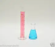 50mL Cylinder 50mL Erlenmeyer Flask Set Borosilicate Glass Graduated Lab New