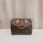 二手精品 LV 路易威登 波士頓包 枕頭包 醫生包 SPEEDY 25 附長肩帶款 單肩斜挎包 M41113