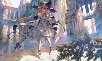 Anime Girls Chi MaoMao City Witch Hat Blonde Long Gaming Mat Desk 9046