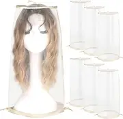 Drawstring Wig Storage Bag – Mesh Design for Ventilation, Perfect for Protecting All Wig Types (6 Pcs,Beige)