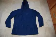 NWT Navy Blue EDDIE BAUER Fleece Lined Snap & Zip Front Hooded Coat 1X