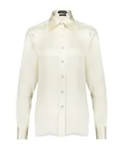 Tom Ford Fluid Charmeuse Satin Shirt IT42 off white
