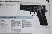 Smith & Wesson 59 Gun Pistol Picture Out of Print Firearm Spec Sheet Decor Art