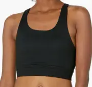 Core 10 Women's All Day Comfort Built-in Sports Bra Crop Padded Top Black XL