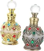 DRESSOOS 2pcs Oil Dispensing Bottle Essential Oil Container Vintage Glass Perfume Dispenser Empty Perfume Bottle Shiny Diamond Inlay for Home Decor